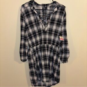 NWT No Comment Plaid Lace-Up Dress Size XL